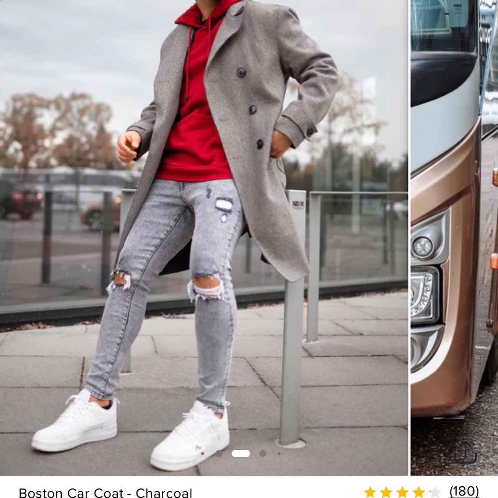 Fashion Nova Charcoal Double-Breasted Coat
